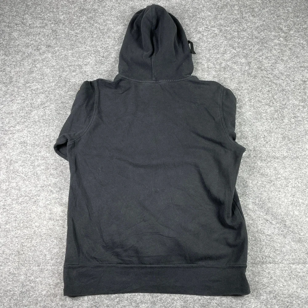 The North Face Hoodie Mens M Black Yellow Orange Box Sleeve Spellout Outdoor